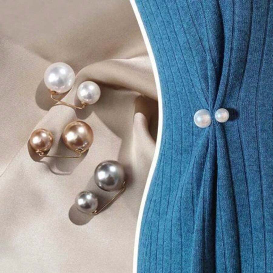 6/10/18pcs Faux Pearl Waist Buckle, Scarf Clip, Brooch For Women
