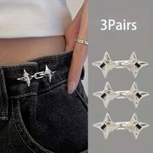 1/2/3/4/6/8pairs Light Luxury Temperament, Four Pointed Star Waist Tightening Tool, Adjustable Waist Buckle, Fashionable Jeans, Fixed Waist Buckle