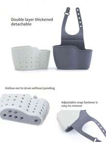 1pc Adjustable Clip-On Sink Sponge Holder, Kitchen Hanging Drain Basket, Kitchen Utensil Organizer