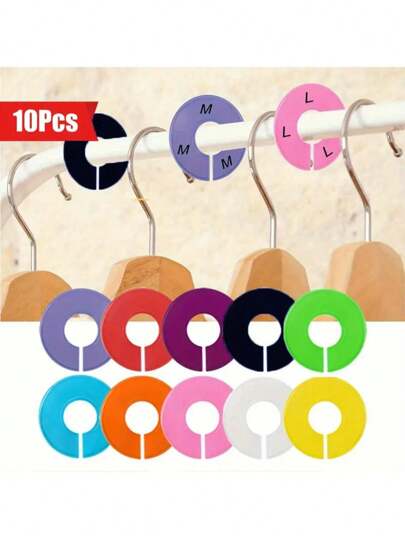 10 件彩色塑料衣柜隔板 - 可重复使用的衣架标签，用于整理衣服，节省空间的衣柜分隔器（10 种颜色） - 用于家庭整理 - 适用于所有衣柜类型 - 乔迁和搬家的绝佳礼物