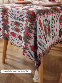 1 Pc Bohemian Style Polyester Tablecloth, Suitable For Camping, Restaurant, Bedroom Decor