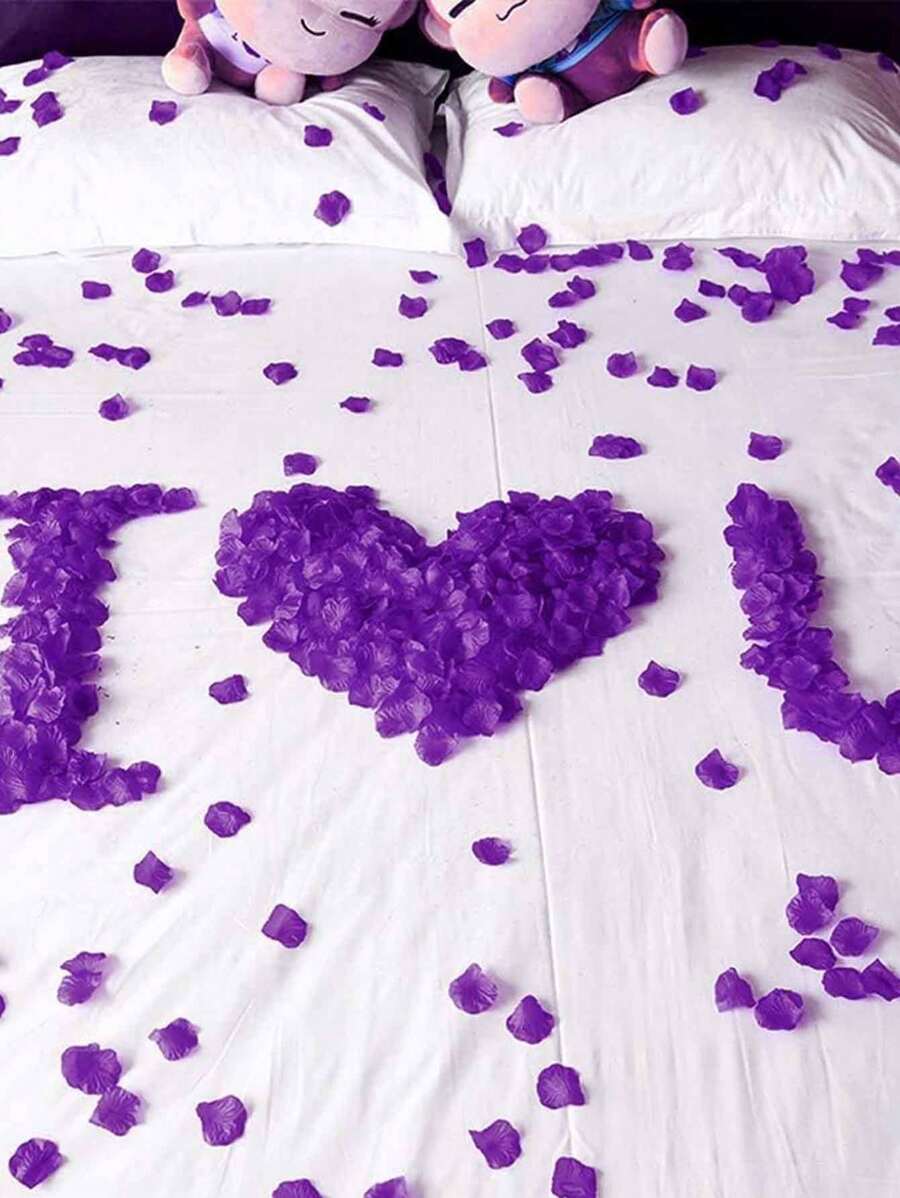 100 片人造无纺布玫瑰花瓣，婚礼情人节派对节日聚会装饰假花瓣五彩纸屑，桌面中心装饰