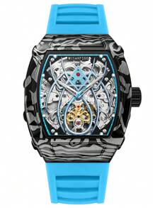 MUSANFIGO MUSANFIGO Luxury Men's Hollowed Out Automatic Mechanical Watch, Wine Barrel Shaped Luminous Sports Men's Watch