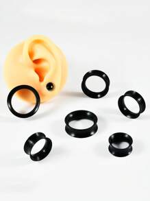 Pair Skin Thin Soft Flexible Ear Tunnels Double Flare Ear Plugs Flesh Tunnel Ear Gauge Expander Stretcher Earlets Earrings - As Shown - View 34