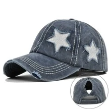 1 Pc Vintage Ripped Baseball Cap, Summer Korean Version Big Head Around The Face Small Cap - Multicolor - View 11