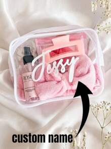 Personalized Makeup Bag, Beach Wedding Gift, PVC Transparent Makeup Bag, Waterproof Toiletry Bag, Bridesmaid Gift, Summer Vacation, Bachelorette Party, Mother's Day Gift, Teacher's Day Gift, Mailman Essentials Summer Travel Organizer Mailman Essentials Travel Cosmetic Bag With Zipper - Large Capacity Makeup Bag