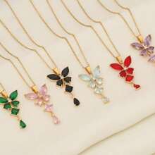 1pc Stainless Steel 18K Plated Butterfly Pendant Necklace, Fashion French Chic Ins Style Suitable For Party, Date, Office Wear