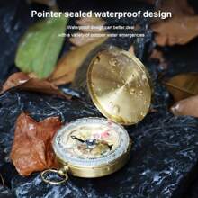 Copper Portable Luminous Compass, Waterproof Sealed Outdoor Camping Navigation Tool With Glow-In-The-Dark Pointer And Rotating Bezel