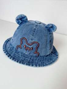 1 pieza Sombrero de cubo para niños de primavera/verano, sombrero de cubo bordado con oso de estilo japonés unisex, protección solar - Multicolor - Ver 8