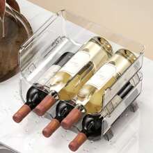 1pc - Stackable Transparent Wine Storage Rack, Wine Rack, Home Wine And Water Bottle Rack, Wine Display Rack, Refrigerator, Cabinet Storage, Countertop, Kitchen Organizer And Storage, Kitchen Accessories - Multicolor - View 8