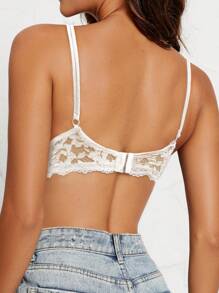 Damen Weiße Spitze Push-up Dessous-BH, Sexy Lift Rücken Dessous-BH mit verstellbaren Trägern, nahtloser Braut-Dessous-BH