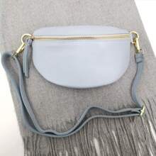 Bolsa de cintura de couro PU de metal feminina, nova bolsa casual pequena transversal, bolsa de ombro de cor sólida, bolsa de peito prática, minimalista e versátil