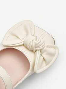 Balabala Mary Jane Flats - Cute Bow Decor Adjustable Strap Dress Shoes For Kids - White - View 10