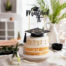 1Pc Mastered It Cake Topper, College Grad, Class Of 2025, Congratulations MBA Graduation Party Decorations Supplies - Multicolor - View 5