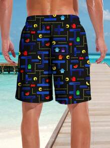 Men's Summer Hawaiian 3D Print Casual Beach Shorts - Quick Dry, Drawstring Waist, Perfect For Outdoor Activity