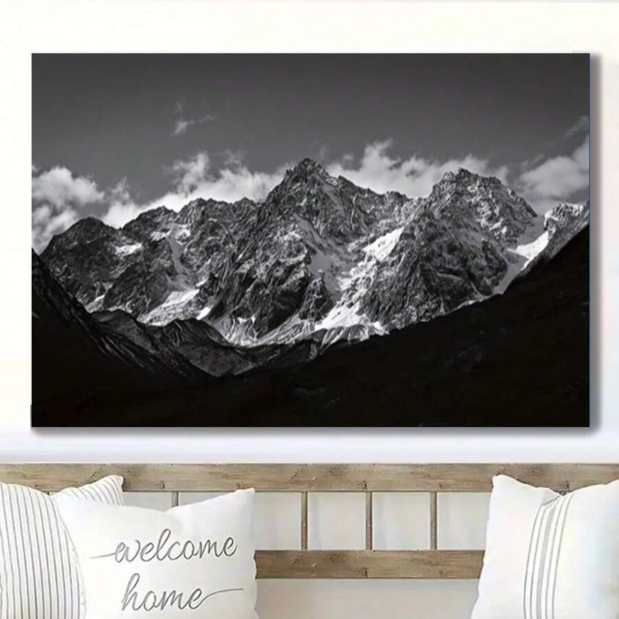 Framed Majestic Mountains Canvas Art Poster - Modern,  Wall Decor For Living Room, Bedroom, Office & Kitchen | Waterproof, Odorless Fabric Print | Perfect Gift For Nature Lovers, Nature Related Room Decor
