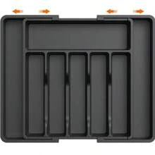 1pc Foldable Cutlery Storage Box, Convenient Utensil Holder Tray, Expandable Drawer Design, Aesthetically - Grey - View 7