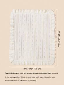 1pc Baby Ruffle Knit Blanket, Simple Solid Color Hollow Out Style Infant Swaddling Wrap, All Season
