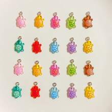 20pcs Mix Color Luminous Mini Turtle Suitable For Handmade Jewelry Pendant Earrings Necklace Bracelet Keychain Bag Charm Resin Craft Parts