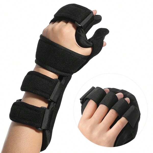 Fanwer Resting Hand Splint With Finger Separators - Hand Brace For Finger Contractures - Night Immobilizer Support For Carpal Tunnel Wrist - Thumb Stabilizer Strap For Correction & Comfort (Left)
