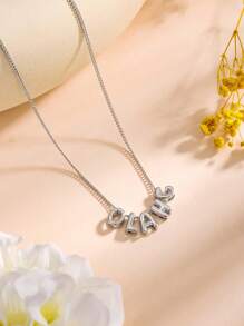 1pc 3D Bubble Letter Personalized Name Necklace, Charm Customized Jewelry Nameplate Necklace, Initial Circular Bubble Pendant Necklace, Silver, Stylish, Colorful, For Birthdays, For Graduation, For Prom, For Party, Necklaces For Women, School Supplies, For Teenagers, Junior High School Students, Middle School Students, High School Senior High School Students, College Students, University Students, Freshman, Sophomore, Underclassmen,Chic Autumn, Utilitarian Chic, Delicate Romance, Look Glamour - Silver - View 6