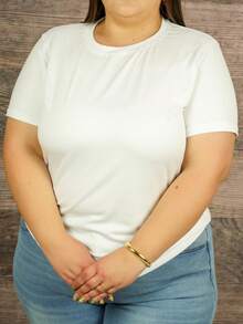 Blusa acanalada de talla grande de un solo color