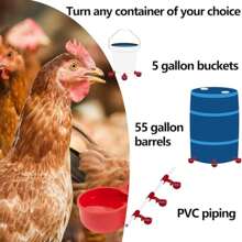 6pcs Professional Chicken Drinker, Large Sized Poultry Waterer Suitable For Ducks, Chickens, Geese, Turkeys, Rabbits And Birds, Comes With Hole Puncher For Installation