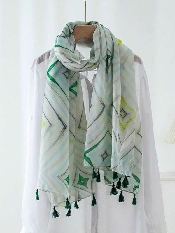 New Lightweight Boho Printed Scarf/Beach Towel, Multi-Purpose Use For Beach, Cover-Up And More, Suitable For Spring & Autumn