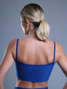 FITNESS TOP WITH NON-TRANSPARENCY STRAPS AND HIGH SUPPORT - Royal Blue - View 3