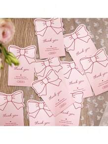 10/20/30/50/100 stuks roze strik "Bedankt" stickers, cadeaubonnen, geschikt voor vakantiedecoraties, stickers voor het verzegelen van geschenkdozen/-zakken
