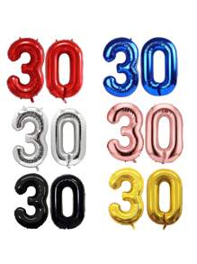30pcs White, Gold, Black Number 30 Balloon Set, 30th Birthday Party Decorations, Anniversary Party Background Decorative Balloons - Multicolor - View 2