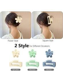 6pcs Retro Simple Matte Colorful Floral Square Hair Clips For Women, Daily Hairstyle, Shower, Updo, Hair Accessory, Fashion, Versatile, Suitable For Valentine's Day, New Year, Ramadan, Mother's Day, Pride Month, Back To School, Easter Gifts