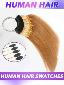 Conjunto de 30 piezas de muestrario de color de cabello humano real para probar tintes, peinados y presentación de pelucas en salón. Incluye mechones de colores natural negro #4, marrón #30, marrón claro #27, rubio #613, blanco, gris oscuro y multicolor. Teñible, rizable, cabello humano real. - Multicolor - Ver 6