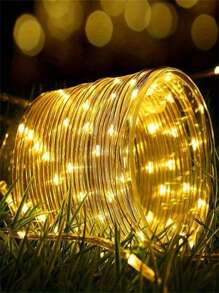 1pc Solar Rope Lights Outdoor - 50/100 LED Solar Powered Garden Lights With 8 Lighting Modes For Yard, Porch, Tree, Patio, Holiday Decorations - Transparent - View 6