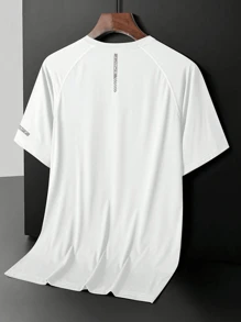 3 Stücke Herren Rundhals Kurzarm T-Shirts Set mit Buchstabenaufdruck für legere Outdoor-Sportaktivitäten (Dunkelblau + Blaugrau + Weiß)