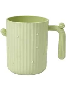 1pc Cactus Shaped Plastic Mouthwash Cup, Cute Toothbrush Holder With Handle, Ideal For Couples&Dorms, Durable&Easy To Clean, Perfect For Bathroom Essentials Storage, Bathroom Accessories Back To School