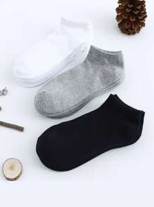 3pcs/6pcs/10pcs/15pcs Children Multicolor Simple Style Boat Socks, Comfortable