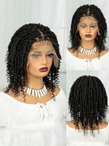 M MALAIKA 9*6 Lace Wig Spring Twist Square Parted Knotless Box Braided Lace Wigs For Women Synthetic 9*6 Lace Wig - Black - View 2