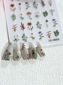 5D Plant Embossed Nail Art Stickers, 3D DIY Nail Decoration, Scrapbooking Stickers For Women