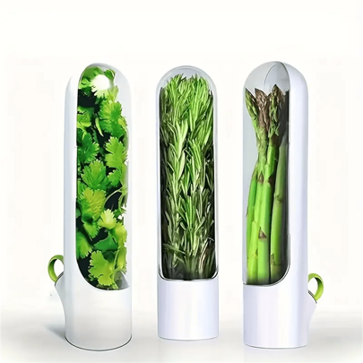 SOKANY 1 Piece Of Transparent Vegetable Preservation Box, Herbal Preservation Box, Refrigerator Preservation Container.Transparent Shell, Plastic Material, No Battery Required.Can Be Filled With Water, 3-5 Days Shelf Life.Suitable For Fresh-Keeping Coriander, Asparagus, Cucumber, Carrot And Other Ingredients, Essential Kitchen Gadgets.