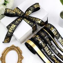 5 码/批 2025 毕业季丝带染色条纹，烫金蝴蝶结帽配件派对礼品包装 DIY 手工制作 - 彩色 - 查看 6