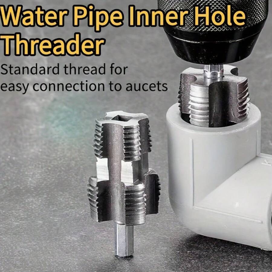1 PC Thread Tap Npt Pipe Tap 2025 Upgraded New Tool For Plumbers And Electricians Suitable For Ppr, Thread Repair Machine Tap Silvery Aluminum Alloy Hand Tapping, Metal Water Pipe Inner Hole Threader - Silver - View 1