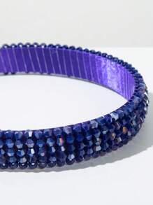 1 件时尚简约水晶头带，手工串珠百搭细边发带，优雅韩式发饰，适合日常佩戴 - 寶藍色 - 查看 4