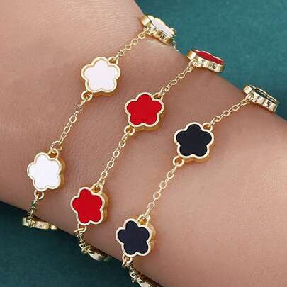 1 chiếc vòng tay bạc 925 hình hoa năm cánh, thích hợp cho nữ, đeo trong dịp Lễ Tình nhân, đeo hàng ngày và khi đi làm.