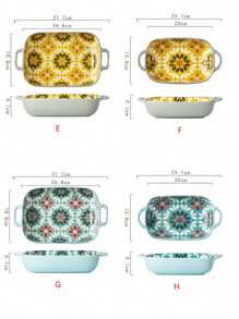 1/2 Bát đựng súp phong cách Bohemian bằng gốm sứ vẽ tay, bát đựng salad, đĩa đặc biệt, bát đựng mì, bát đựng bánh nướng, đồ dùng ăn uống cổ điển thích hợp cho gia đình, tiệc tùng, sử dụng tại nhà hàng, bữa tối gia đình, tiệc sinh nhật, tặng quà, khay nướng vui nhộn - Bát nướng Bohemian - Xem 3