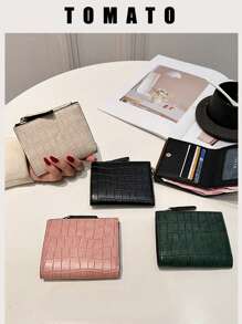 1pc Women's Simple Short Zipper Coin Purse PU Leather Bifold Wallet Holder Multi- Slots Pouch Mini Wallet Card Wallet For Women Wallet Purse Wallet - Multicolor - View 2