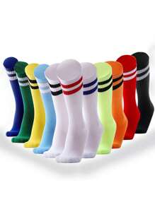 1 Pair Kids Breathable Striped Sports Socks, Thin Knee-High Soccer Socks For Boys Girls, Versatile Socks For Children Aged 2-12 - Multicolor - View 11