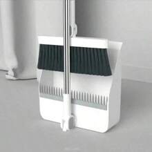 1 Set Long Handle Rotatable Broom And Dustpan Cleaning Set, Household Sweeping Brush And Dustpan Kit For Floor, Home, Kitchen, Room, Office, Cleaning Supplies, Back To School