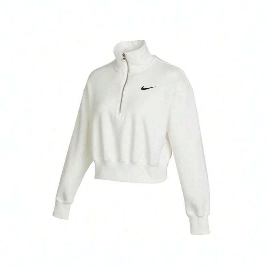 Nike Women's Casual Stand Collar Zip-Up Sweatshirt - White - View 1