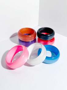 1 件彩色时尚圆形树脂手链，哑光饰面，适合日常佩戴或作为周年纪念/派对礼物 - 圓形霧面彩色 - 查看 10